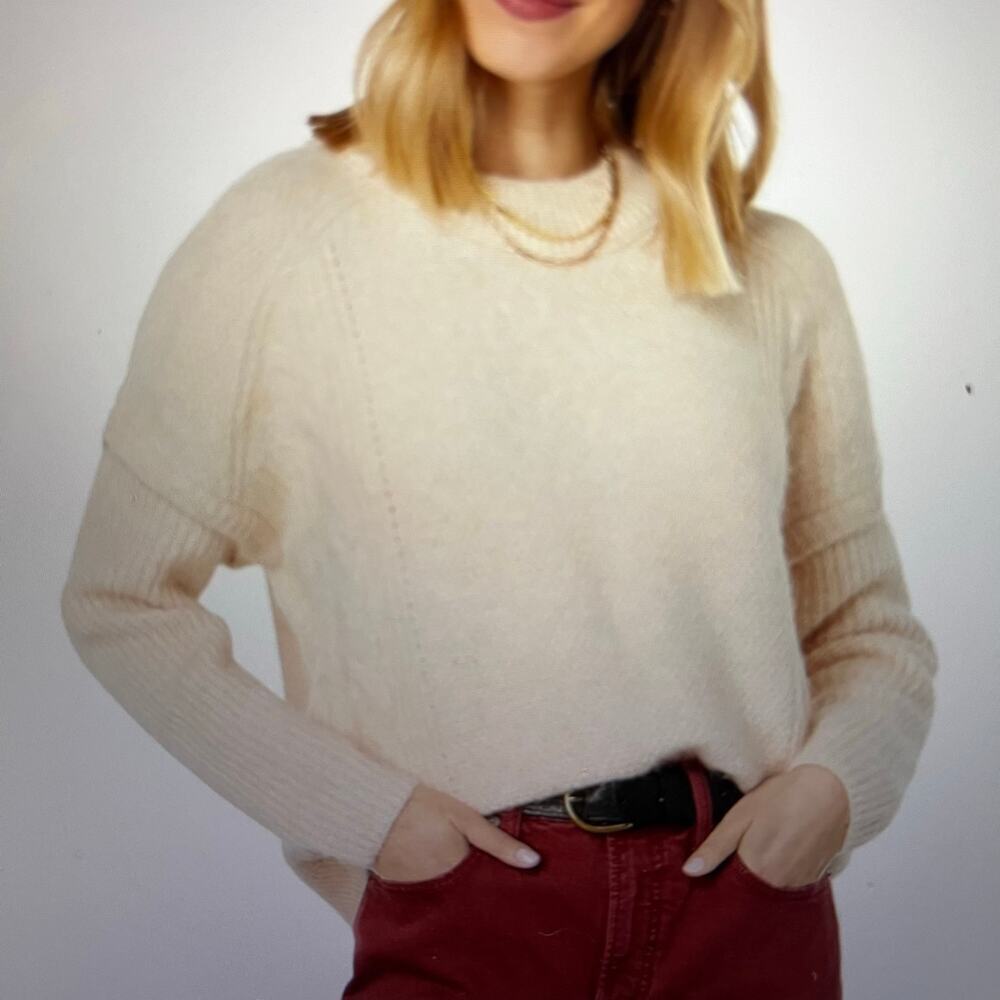 Madewell Kiawah Cable Crewneck Sweater Alpaca/Wool Blend Oversized Size S